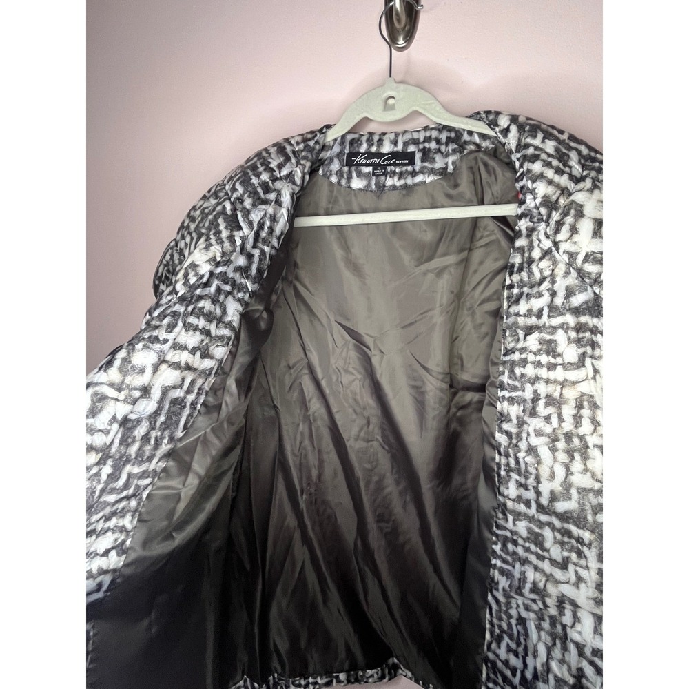 Kenneth Cole New York Women's Coat Black White Abstract Print Puffer Zip Size L - Picture 16 of 16
